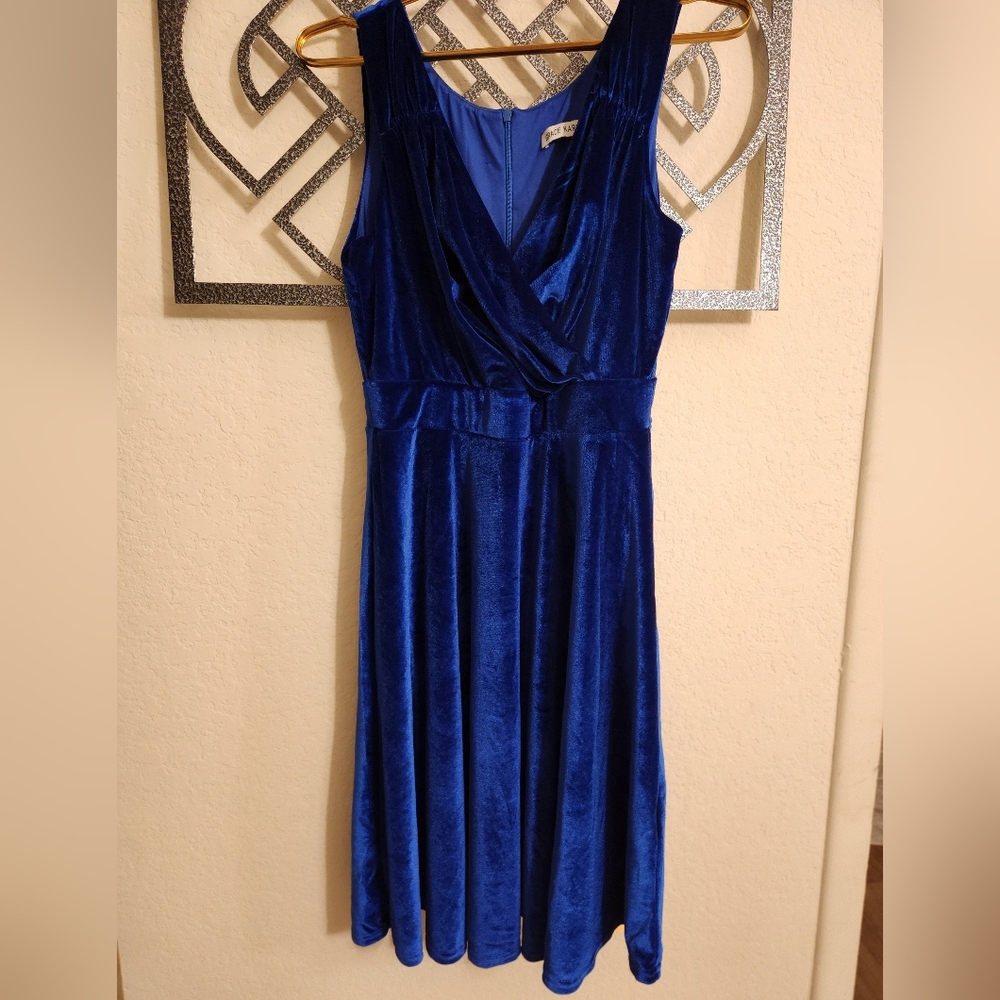 Grace Karin Royal Blue Velvet Maxi Dress